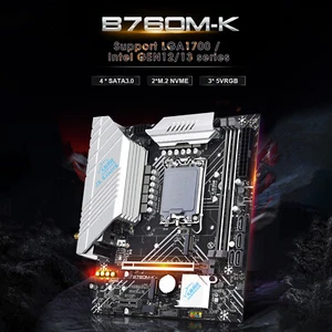 B760M-K Motherboard LGA-1700 pin DDR4 Memory Dual M.2 Interface supports WIFI` - Afbeelding 1 van 14