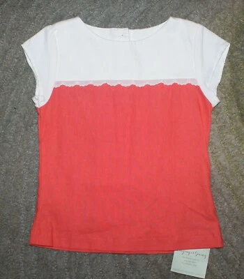 Top de lino naranja y blanco Persnickety para niñas - talla 7 - nuevo con etiquetas Foto 1 de 3