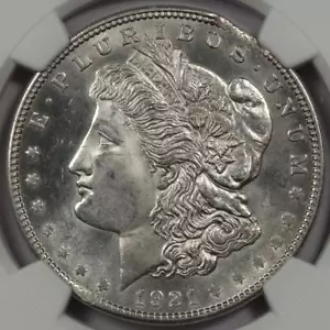 1921 NGC MS64 Curved Clip Morgan Silver Dollar Mint Error Wow - Picture 1 of 4