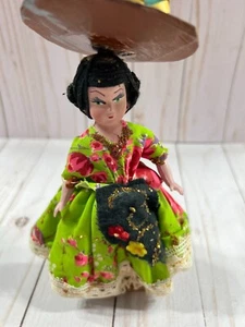 Vintage 6 1/2" russische oder Zigeunerpuppe mit Stoffkopf & Körper, Kunststoffarme & -beine - Bild 1 von 4