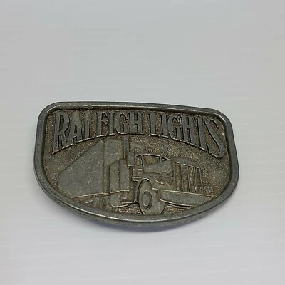 Vintage Raleigh Lights Big Rig Trucker Belt Buckle Silver Color  - Image 1 of 3