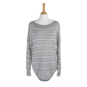 All Saints Size Small (Fits M/L) Striped 22% Mohair Oversized Misty Crew Jumper - Picture 1 of 8