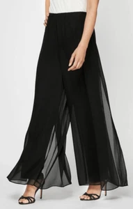 Alex Evenings Women's XL Petite Straight Leg Pant with Georgette Split Leg Overl - Picture 1 of 9