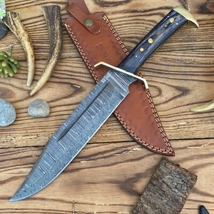 SHARD Custom Hand Forged Damascus Steel SURVIVAL BOWIE Hunting Knife W/Sheath - Picture 1 of 11