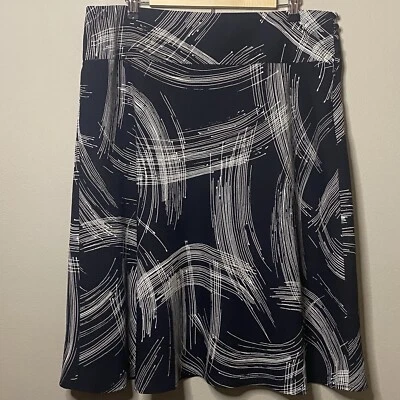 Falda Judith Hart Geométrica Línea A Talla 16 Negro Tostado Botones Laterales Cremallera Oficina Foto 1 de 4