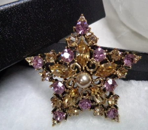 Estate Jewelry ~ R.J. GRAZIANO Silvertone STAR Austrian Crystals Brooch Pin - Picture 1 of 9