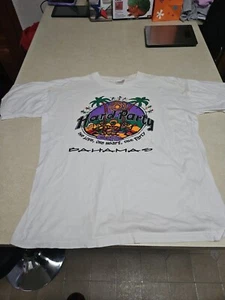 Vintage Hard Party Cafe Bahamas Island Tee Adult Size L Thin T-shirt Cute Stains - Picture 1 of 5