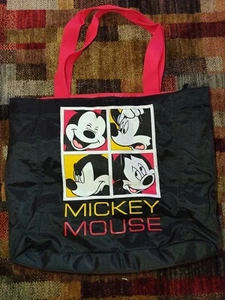 Mickey Mouse Tasche Ziptop Doppelhenkel 90er Unlimited schwarz rot Nylon  - Bild 1 von 5
