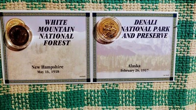 LOT OF # 2 GOLD STATEHOOD QUARTERS NEW HAMPSHIRE / ALASKA NATIONAL PARKS - Image 1 of 4