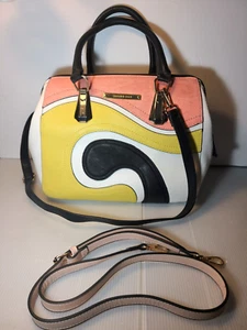 GIANNI BINI Mediano Doble Asa Retazos Remolino Cartera Cartera Bolso de Mano 12.5x11" - Imagen 1 de 13