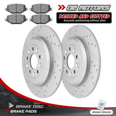 for 2011-2017 Ford Taurus Flex MKT 330mm REAR Drilled Brake Rotor + Ceramic Pad Foto 1 de 4