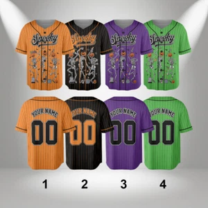 Personalisiertes Tanzskelett Baseball Trikot, Spooky Season Jersey Pumpkin Herren - Bild 1 von 7