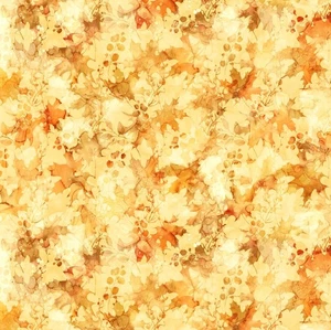 Northcott - Autumn Breeze - 108" Wide Backing Leaf Texture - Ochre, Fabric BTY - Picture 1 of 9