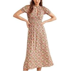 Boden Rosanna Jersey Midi Tee Kleid Multi Painterly Floret Schlüsselloch 12P - Bild 1 von 14
