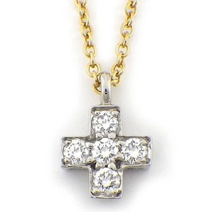 Tiffany & Co. Necklace Cruciform Small Cross 5 Point Diamond 750YG PT950 - Picture 1 of 9