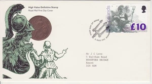 GB Briefmarken Ersttagsbrief endgültig, hoher Wert £10 Britannia, Penny SHS 1993 - Bild 1 von 1