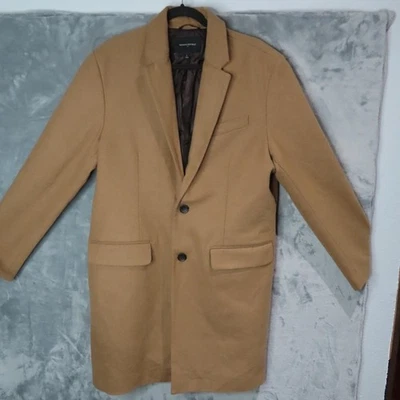 Banana Republic Wool Top Coat Mens Large Camel Classic Single Breasted Overcoat - Image 1 of 4