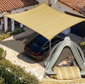 Amgo Tenda da Sole Resistente 8' x 36' Beige Rettangolare Anello Professionale Vela, 260 G - Foto 1 di 9