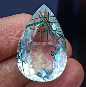 Beautiful 64.35 Ct Green Rutilated Quartz Natural Pear Cut Loose Gemstone 5AOF - Picture 1 of 6