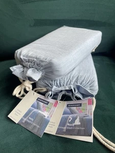 2x Sheridan Reilly Vintage Waschkissen Sham EURO 65x65 cm Bezug blau Chambray - Bild 1 von 7