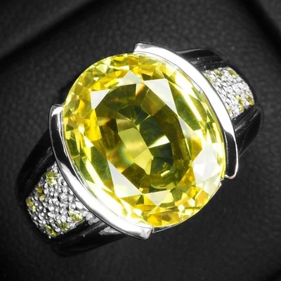 Stupendo anello fatto a mano in argento sterling 925 con zaffiro giallo... - Immagine 1 di 4