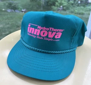 Vtg 90s Hydro Therm Innova Trucker Hat Aqua Turquoise Rope Snapback Boiler - Picture 1 of 10