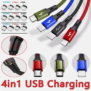 USB Multi USB Charging Cable Fast Charger Cord For iPhone/Type C/Micro 4 in 1 - Picture 1 of 14