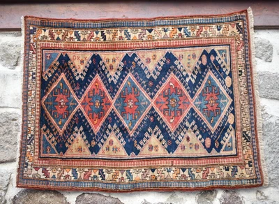 Fabulous Antique Caucasian Rug 40'' x 53'' Collectors Item Great Color Kazak Rug - Image 1 of 4