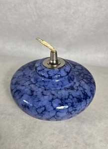 Oil Lamp Cobalt Blue Mottled Speckled Glazed Stoneware Pottery 6" Unused  - Picture 1 of 8