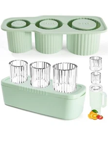 Ice Cube Tray for Stanley Cup with Lid and Bin for Freezer,3 Hollow Large Cylind - Picture 1 of 6