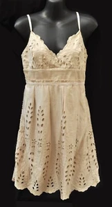 NWT Ladakh Porcelain Ivory Nude Eyelet Dress Size 10 - Picture 1 of 3
