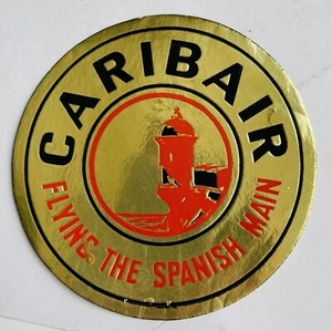 Pegatina/etiqueta de lámina redonda vintage de Caribair Airlines - 3,5" - Imagen 1 de 1
