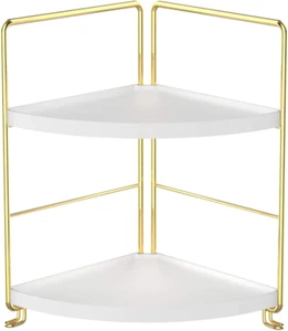 2-stufiges Küchen-Gewürzregal, dreieckiges Aufbewahrungsregal für Bad, Küche (gold) - Bild 1 von 11