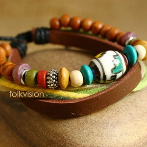 12 PIEZAS PULSERA DE CUERO CÁÑAMO TRIBAL SURFISTA HECHA A MANO AL POR MAYOR LB130 - Imagen 1 de 2