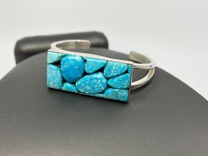 Jay King Large Turquoise nugget mosaic, sterling silver cuff bracelet w copper 