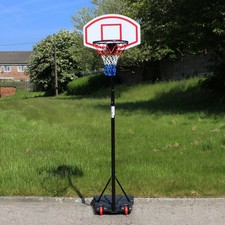 FREE STANDING BASKETBALL NET HOOP BACKBOARD WITH ADJUSTABLE STAND SET ON WHEELS