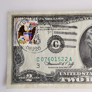 NICE US $2 Dollar Bill 1976 (C) Note USPS Stamp, Canceled Leeds Point, NJ T8105 - Picture 1 of 10