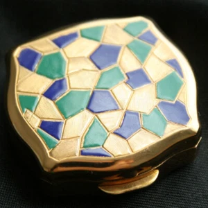 Vintage STRATTON Emaillierter Deckel Messing Pillendose Pillendose 60er Jahre - Bild 1 von 3