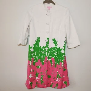 Lilly Pulitzer 3/4 Sleeve Length Floral Retro Style Button Coat Size 0 RARE - Picture 1 of 8