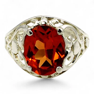 Created Padparadsha Sapphire, 925 Sterling Silver Ladies Ring, SR004 - Image 1 of 4