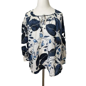 Blusa túnica ligera 0039 Italia para mujer talla pequeña hojas azules janice - Imagen 1 de 14