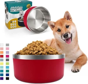 PET NON SLIP BOWL FEEDING FOOD WATER STAINLESS STEEL 40oz PURPLE DOG CAT PUPPY - Picture 1 of 7