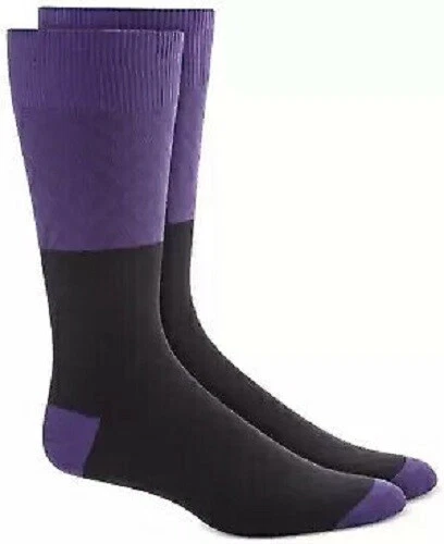 ALFANI Men's Purple Black Diamond Texture AlfaTech Repreve Dress Socks Size 7-12