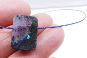 BOULDER OPAL PENDANT 19X 14x10 mm, Coated wire necklace 11001 - Bild 1 von 6