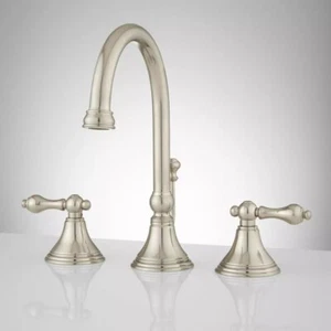 Signature Hardware-Melanie Widespread Bathroom Faucet-Lever Handles-Brushed Nick