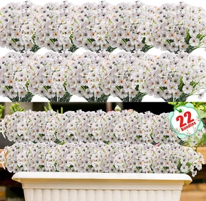 22 Bundles Artificial Flowers Outdoor, Faux Flowers UV Resistant with Plastic Pl - Picture 1 of 6