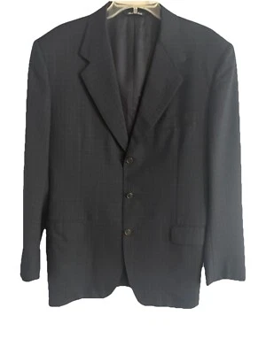 Canali Mens 42 L Suit Jacket Pure Wool Blazer Sport Coat Navy Check Italy - Image 1 of 4