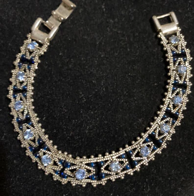 Браслет для женского костюма посеребренные ювелирные изделия искусственный аквамарин и сапфир - Изображение 1 из 4