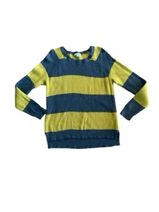 Madewell Women’s Sweater Grey Mustard Yellow Striped Size Large - Picture 1 of 8
