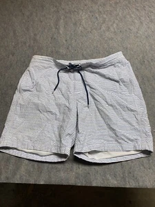Costume da bagno uomo Brooks Brothers grande a quadri foderato in rete pantaloncino blu bianco - Foto 1 di 9